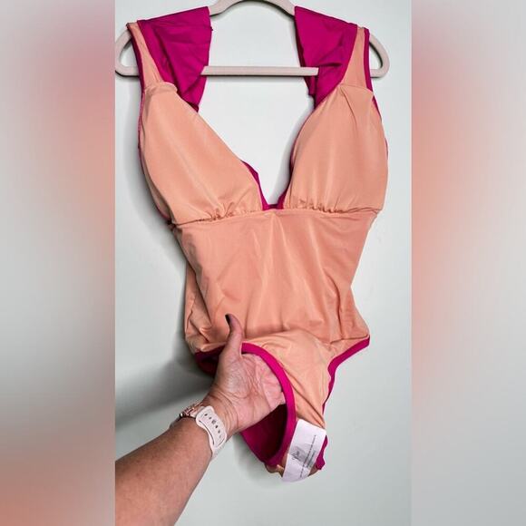 🆕 J Crew Ruffled Pink One-Piece Swimsuit. 14 NWT💥 - Picture 11 of 11